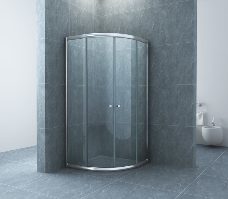 Eco kwartronde cabine met twee schuifdeuren 800 x 800 x 1900 x 5 mm nano helder glas/chroom - Tegeleend