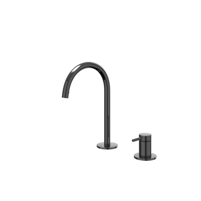 Eenhendel wastafelmengkraan 2 - gats bladmontage met uitloop Bond Zwart Chroom, coldstart - Tegeleend