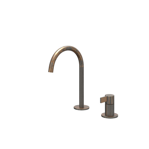 Eenhendel wastafelmengkraan 2 - gats bladmontage met uitloop Pact Geborsteld metal black, coldstart - Tegeleend