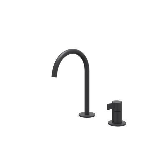 Eenhendel wastafelmengkraan 2 - gats bladmontage met uitloop Pact Mat zwart, coldstart - Tegeleend