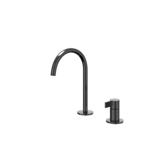 Eenhendel wastafelmengkraan 2 - gats bladmontage met uitloop Pact Zwart chroom, coldstart - Tegeleend
