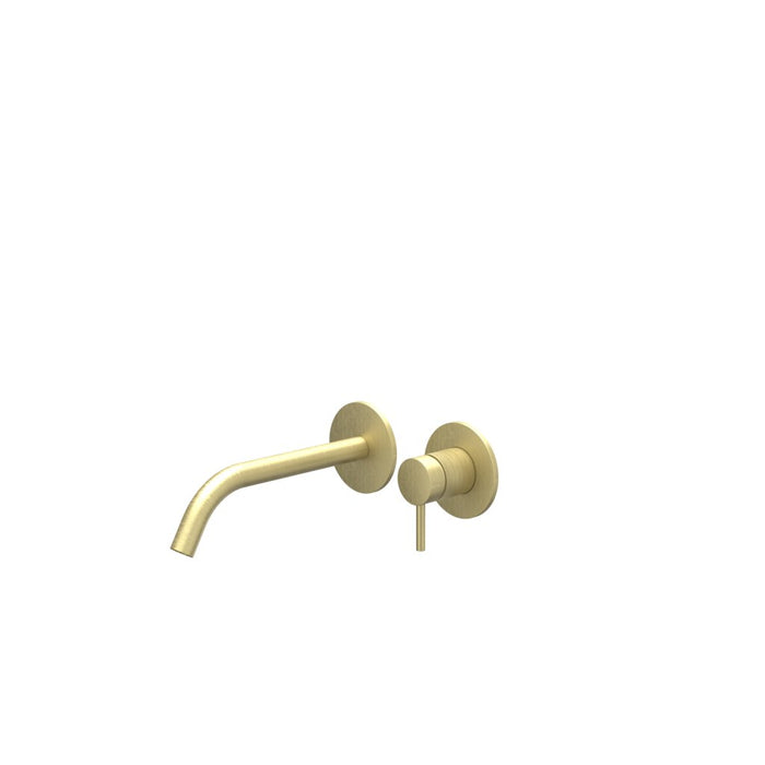 Eenhendel wastafelmengkraan afbouwdeel 2 - gats wandmontage met gebogen uitloop Bond Mat Goud, coldstart - Tegeleend