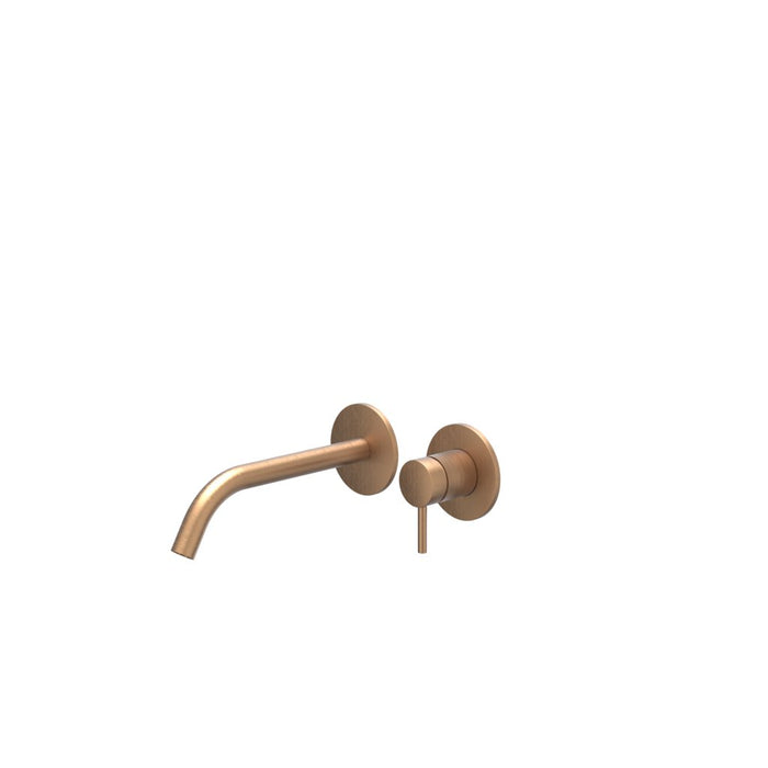 Eenhendel wastafelmengkraan afbouwdeel 2 - gats wandmontage met gebogen uitloop Bond Mat Koper, coldstart - Tegeleend