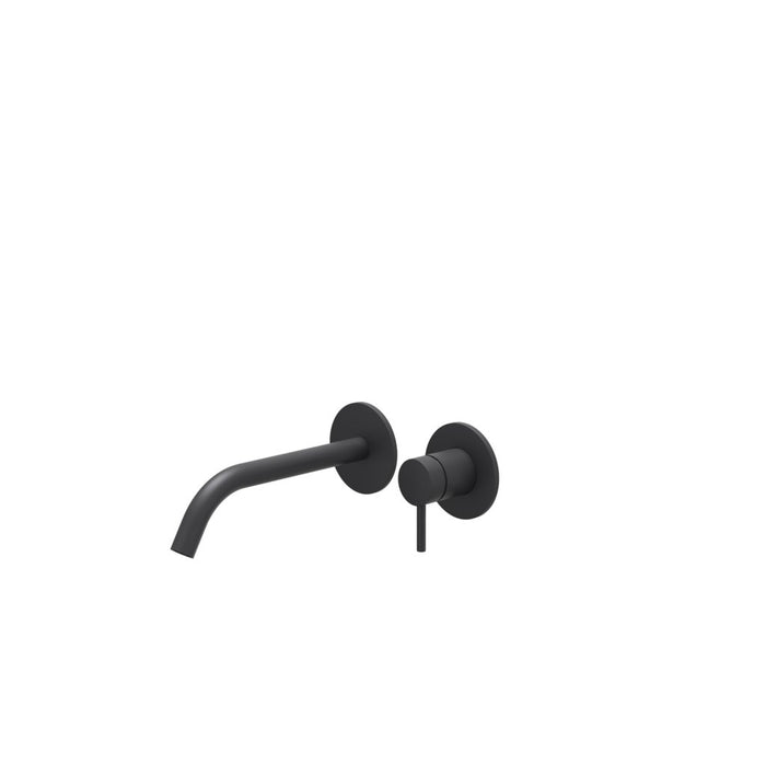 Eenhendel wastafelmengkraan afbouwdeel 2 - gats wandmontage met gebogen uitloop Bond Mat Zwart, coldstart - Tegeleend