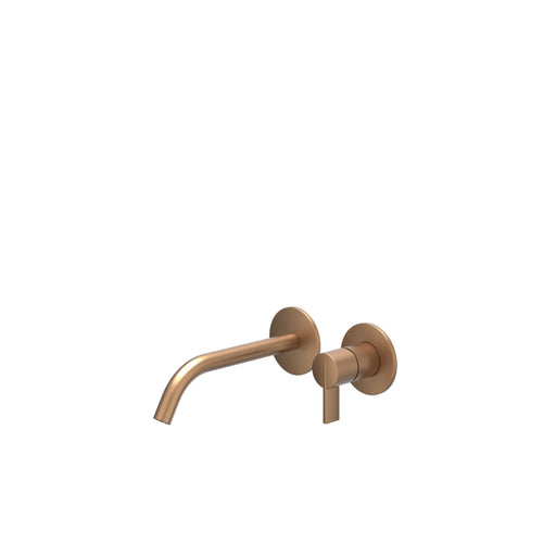 Eenhendel wastafelmengkraan afbouwdeel 2 - gats wandmontage met gebogen uitloop Pact Geborsteld mat koper, coldstart - Tegeleend