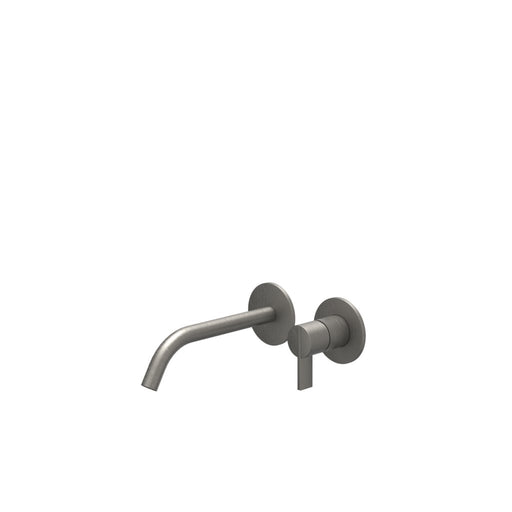 Eenhendel wastafelmengkraan afbouwdeel 2 - gats wandmontage met gebogen uitloop Pact Geborsteld metal black, coldstart - Tegeleend