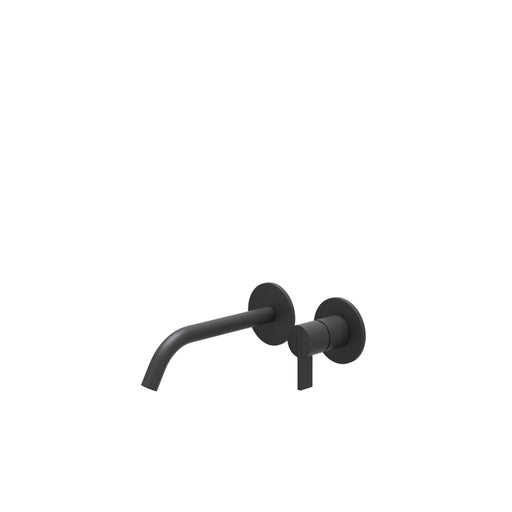 Eenhendel wastafelmengkraan afbouwdeel 2 - gats wandmontage met gebogen uitloop Pact Mat zwart, coldstart - Tegeleend