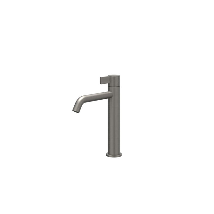 Eenhendel wastafelmengkraan opbouw model Pact Geborsteld metal black, coldstart - Tegeleend