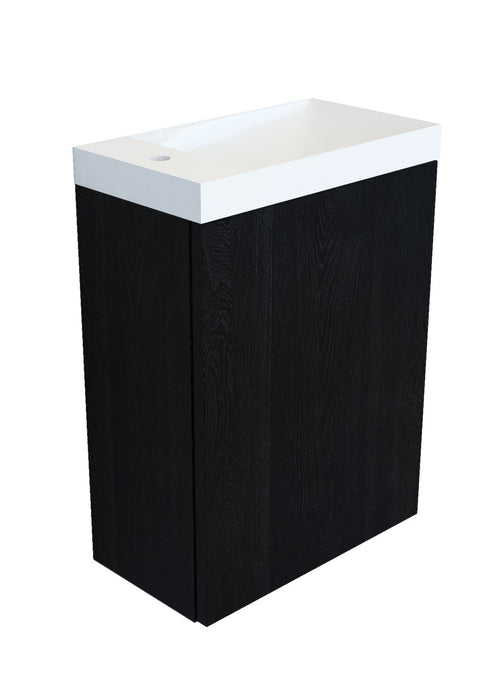 Fonteinkast black oak incl. Marble fontein glans wit z/o - Tegeleend