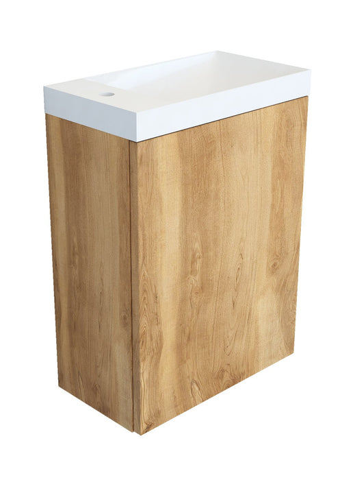 Fonteinkast natural oak incl. Marble fontein glans wit m/o - Tegeleend