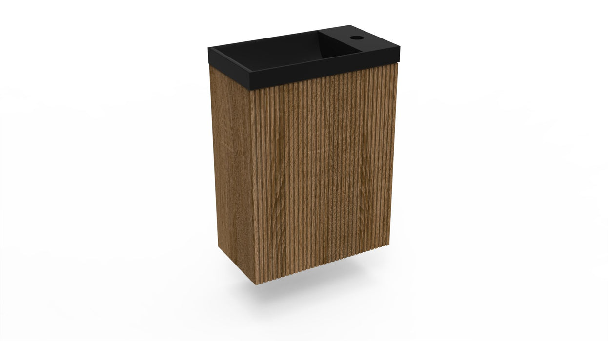 Fonteinkast Ridge cafe oak incl. fontein mat zwart z/o - Tegeleend