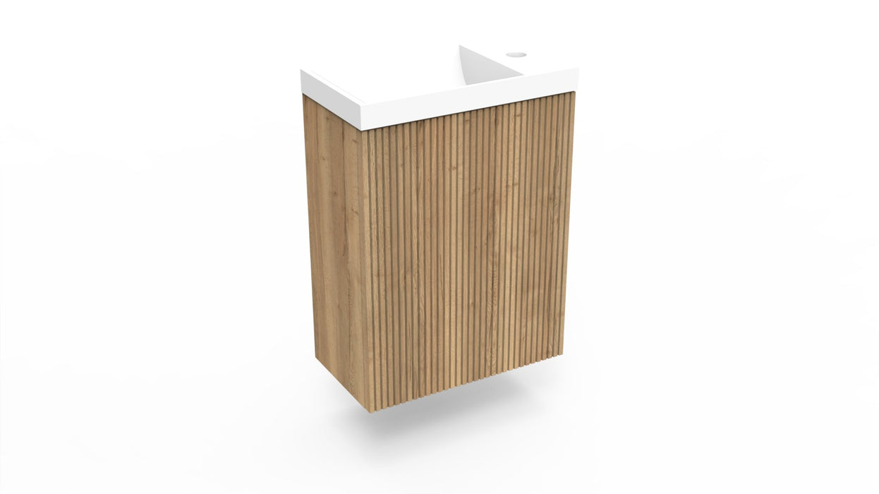 Fonteinkast Ridge halifax oak incl. fontein mat wit z/o - Tegeleend