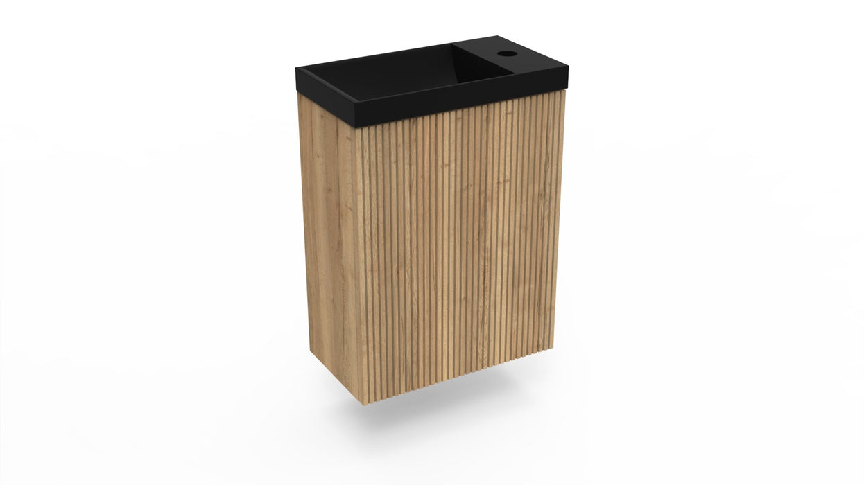 Fonteinkast Ridge halifax oak incl. fontein mat zwart z/o - Tegeleend