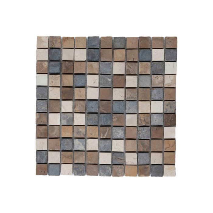 Metric mosaic 2.5 x 2.5 mix cream - brown - light grey 30x30 - Tegeleend