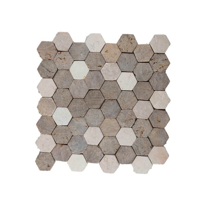 Parquet HEXAGON small mix sunset brown - cream 30x30 - Tegeleend
