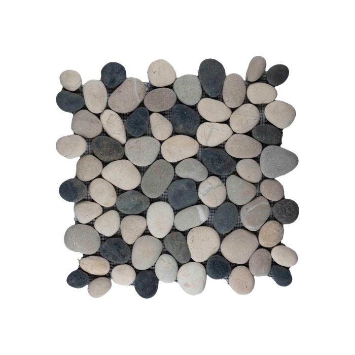 Pebble Regular mix black, white & brown 30x30 - Tegeleend