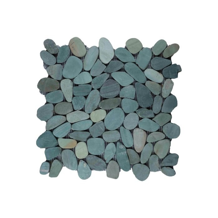 Pebble sliced green 30x30 - Tegeleend