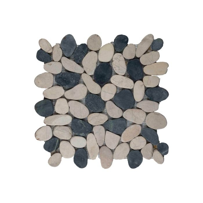 Pebble sliced mix black & white 30x30 - Tegeleend