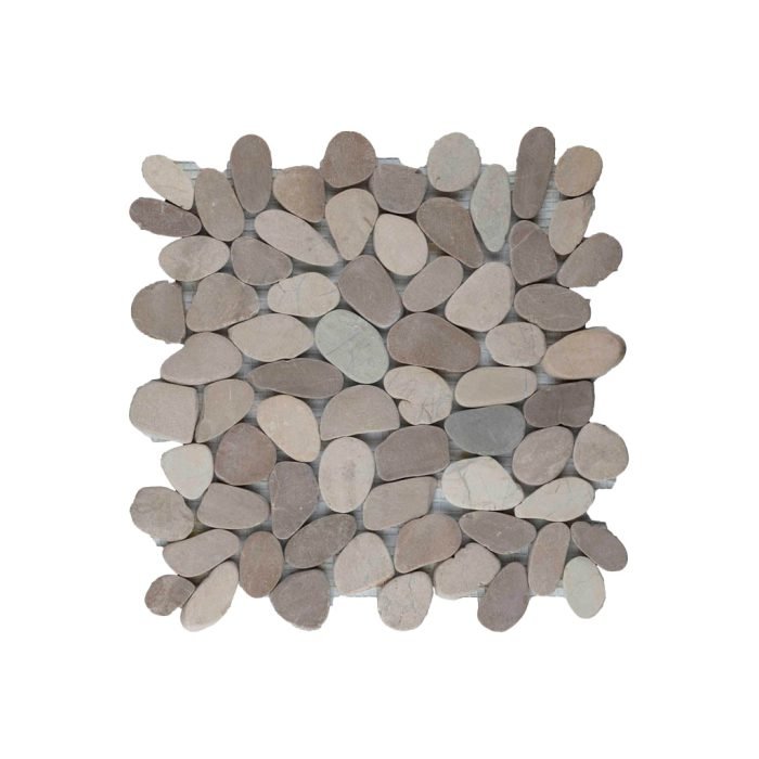 Pebble sliced mix brown & cream 30x30 - Tegeleend