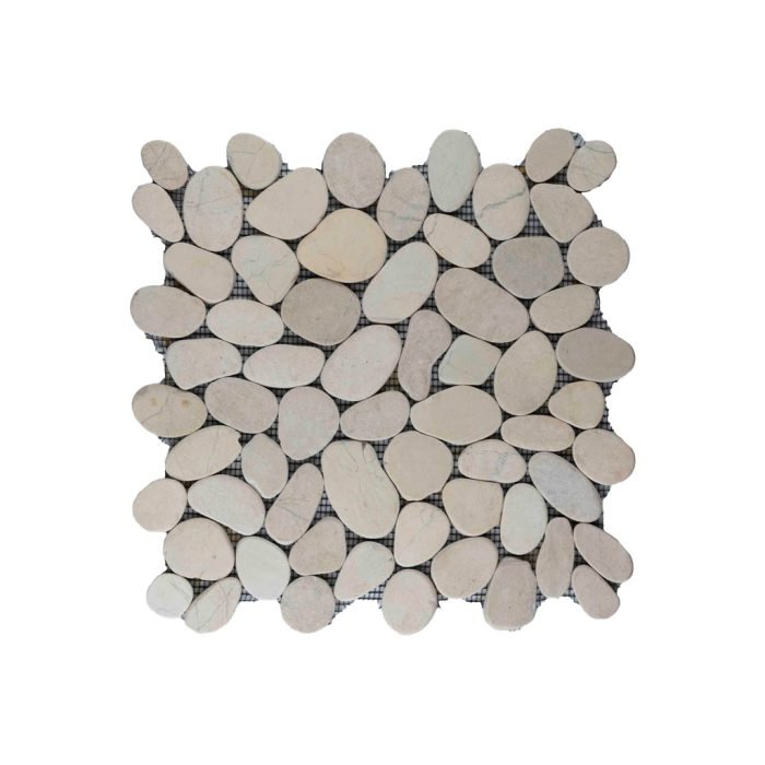 Pebble sliced white 30x30 - Tegeleend
