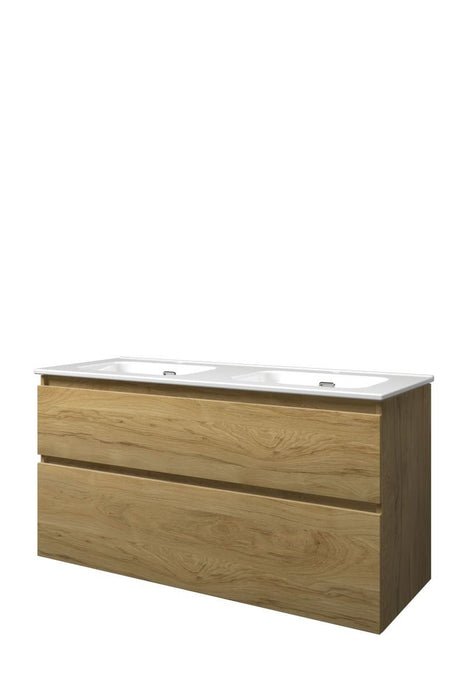 Set porselein Elegant wastafel dubbel en onderkast a - symmetrisch 1200x460x620 - Tegeleend