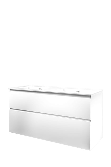 Set porselein Elegant wastafel dubbel en onderkast a - symmetrisch 1400x460x620 - Tegeleend