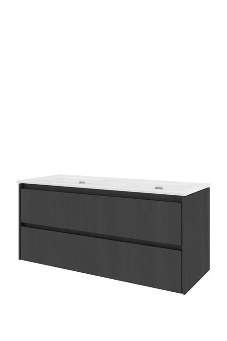 Set porselein Elegant wastafel dubbel en onderkast symmetrisch 1200x460x540 - Tegeleend