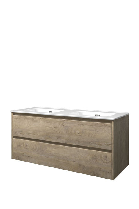 Set porselein Elegant wastafel dubbel en onderkast symmetrisch 1400x460x540 - Tegeleend