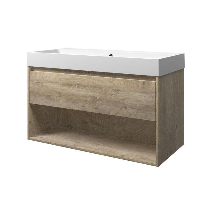 Set porselein Loft wastafel en onderkast met schap 1000x460x620 - Tegeleend