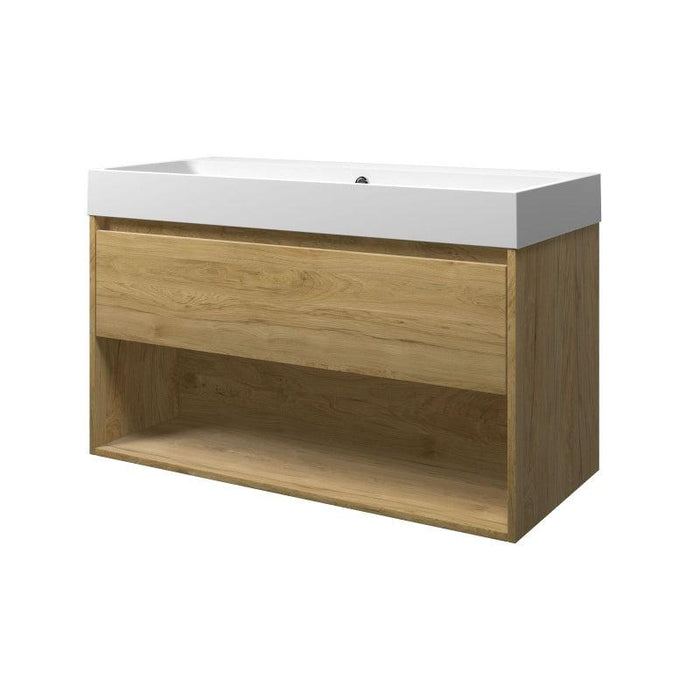 Set porselein Loft wastafel en onderkast met schap 1000x460x620 - Tegeleend