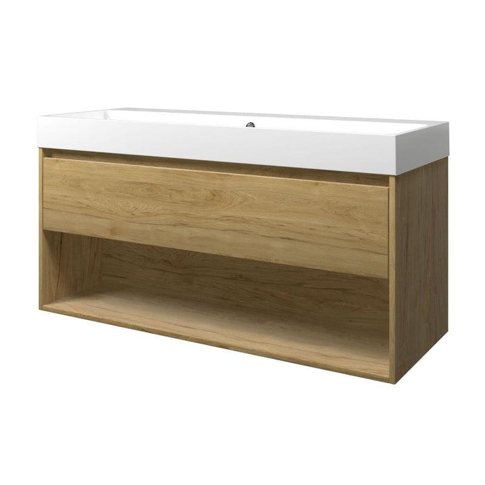 Set porselein Loft wastafel en onderkast met schap 1200x460x620 - Tegeleend