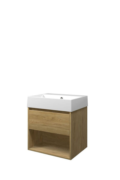 Set porselein Loft wastafel en onderkast met schap 600x460x620 - Tegeleend