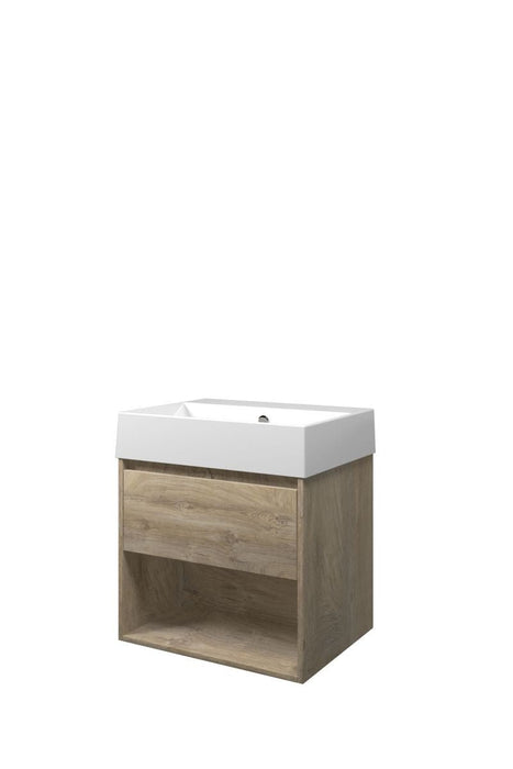 Set porselein Loft wastafel en onderkast met schap 600x460x620 - Tegeleend