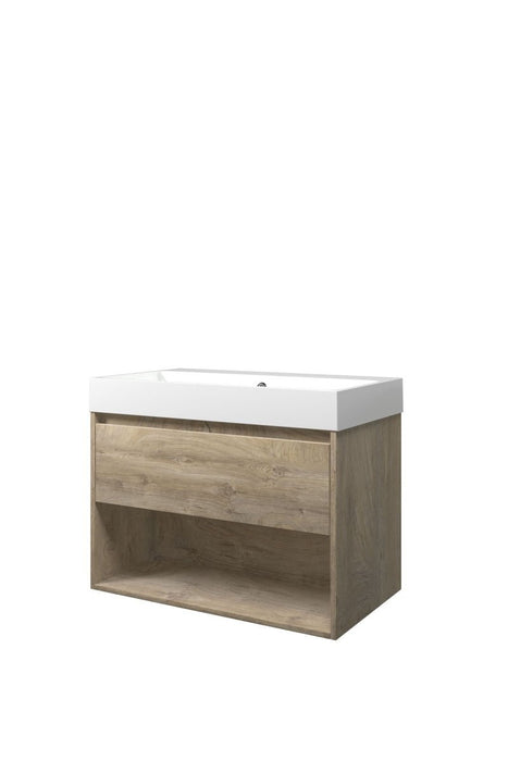 Set porselein Loft wastafel en onderkast met schap 800x460x620 - Tegeleend