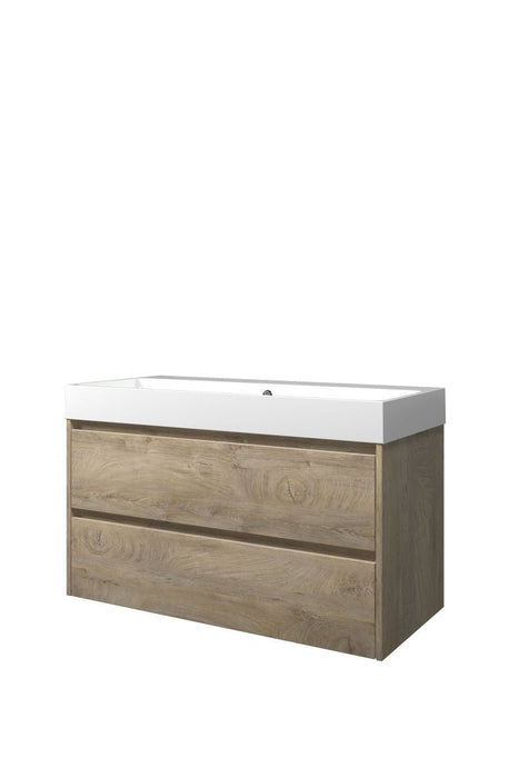 Set porselein Loft wastafel en onderkast symmetrisch 1000x460x620 - Tegeleend