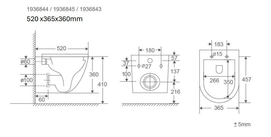 Toiletset | Wandcloset, bedieningspaneel & inbouwreservoir (UP320) voor maar €549 - Tegeleend
