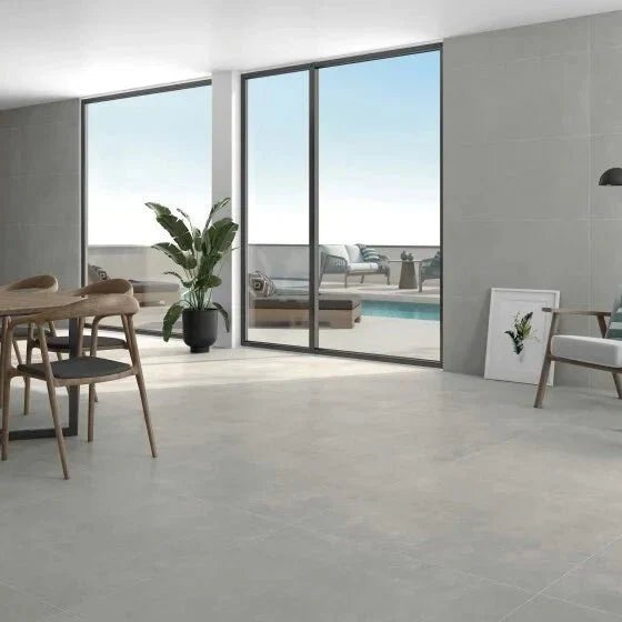 Betonlook tegels in grote formaten: 100x100 en 120x120 - Tegeleend