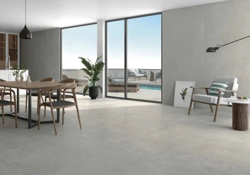 Betonlook tegels in grote formaten: 100x100 en 120x120 - Tegeleend