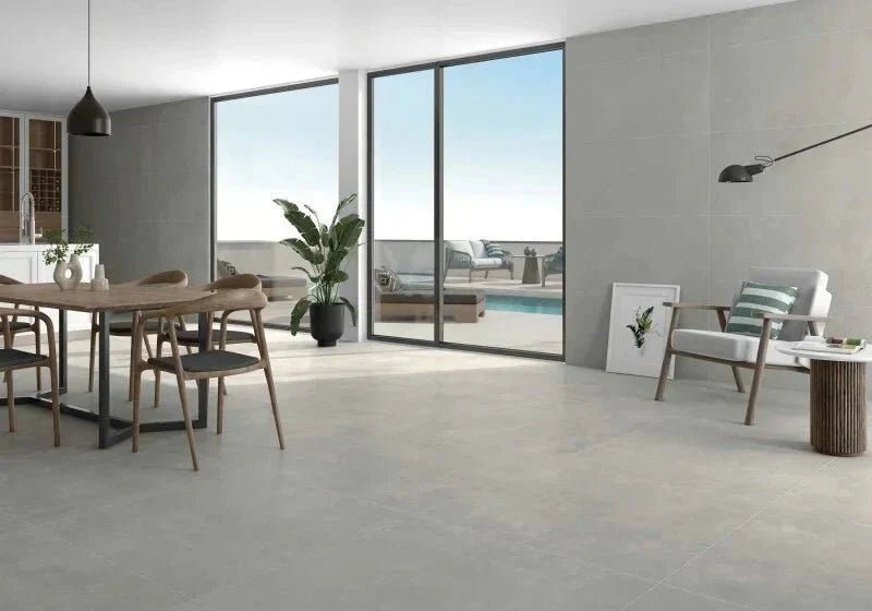 Betonlook tegels in grote formaten: 100x100 en 120x120 - Tegeleend