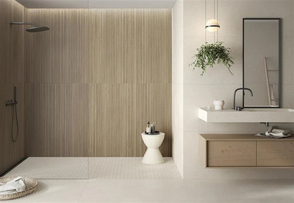 Creëer een sfeervolle accentwand met de Durstone Osaka houtlook wandtegels - Tegeleend