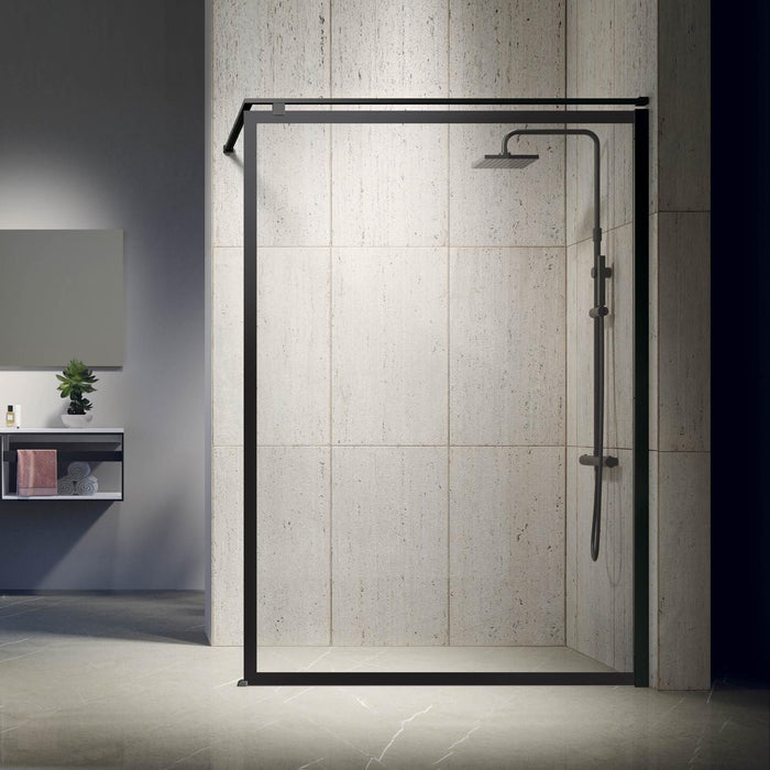 Novellini Kuadra H walk-in 117-120cm frame motief zwart + bevestigings set kuadra evo zwartK UADH120-86H