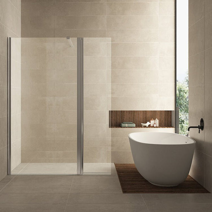 Comfort zijwand draaibaar 300 x 2000 x 10 mm nano helder glas/chroom - Tegeleend