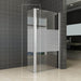 Comfort zijwand draaibaar rechts 350 x 2000 x 10 mm nano helder glas met melkglas middenband/chroom - Tegeleend