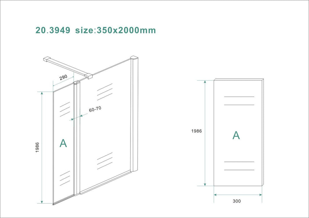 Comfort zijwand draaibaar rechts 350 x 2000 x 10 mm nano melkglas/chroom - Tegeleend