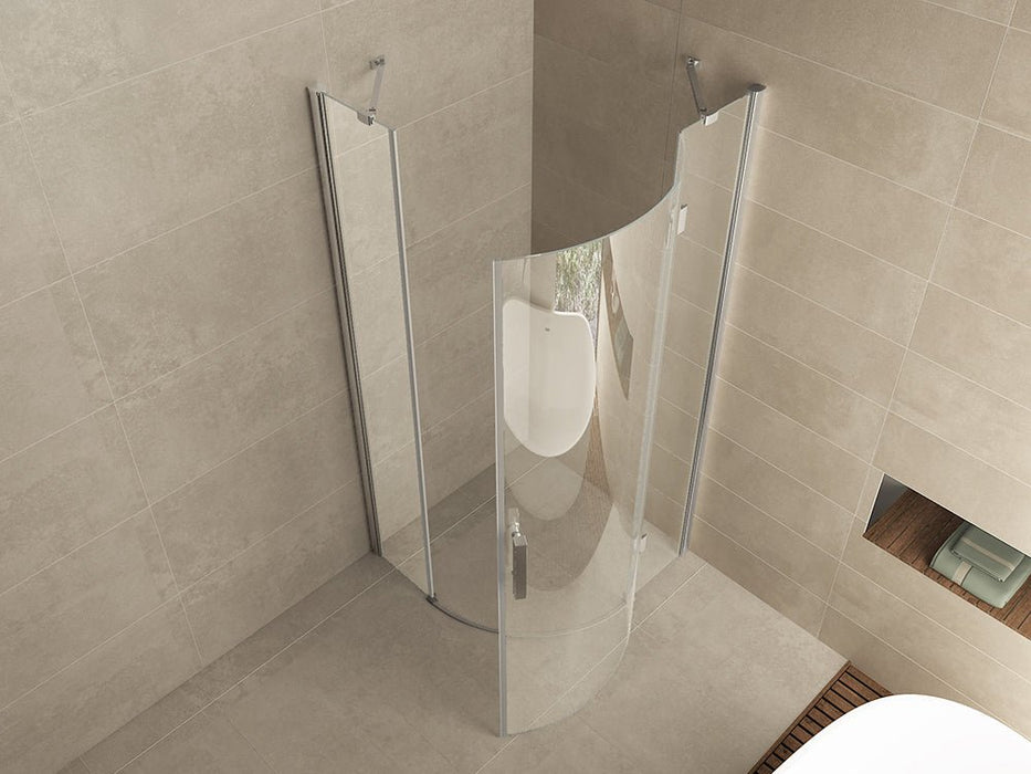 Curf cabine kwartrond met 1 draaideur rechts 900 x 900 x 2000 x 8 mm helder glas/chroom - Tegeleend