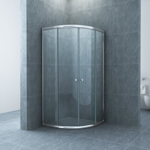 Eco kwartronde cabine met twee schuifdeuren 1000 x 1000 x 1900 x 5 mm nano helder glas/chroom - Tegeleend