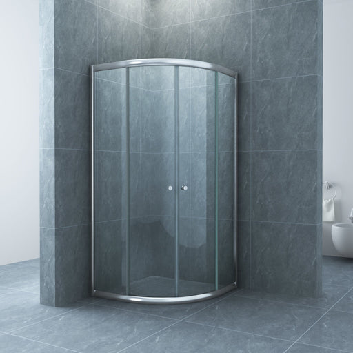 Eco kwartronde cabine met twee schuifdeuren 800 x 800 x 1900 x 5 mm nano helder glas/chroom - Tegeleend