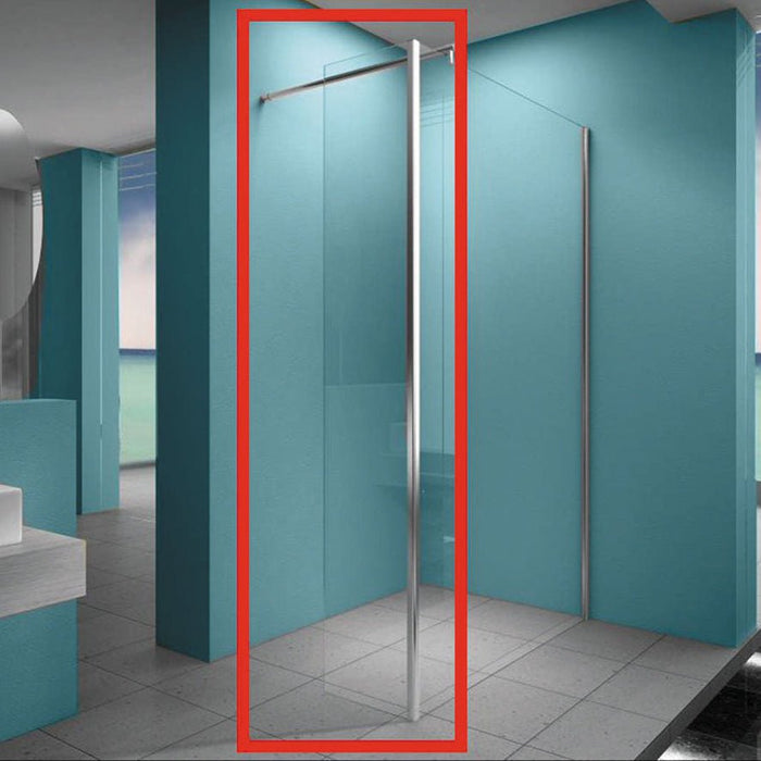 Eco zijwand met hoekprofiel 300 x 2000 x 8 mm nano helder glas/chroom - Tegeleend