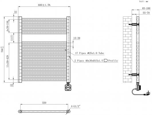 Elara - Elektrische radiator Smart WiFi 76,6 x 60 cm - Glans wit - Tegeleend