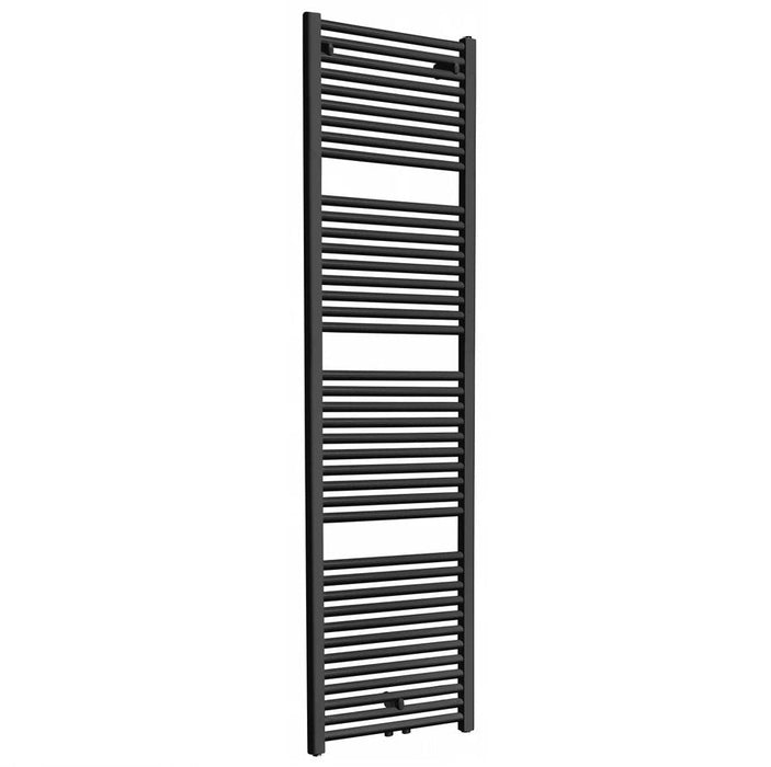 Elara sierradiator in mat zwart met verticaal buizenpatroon
